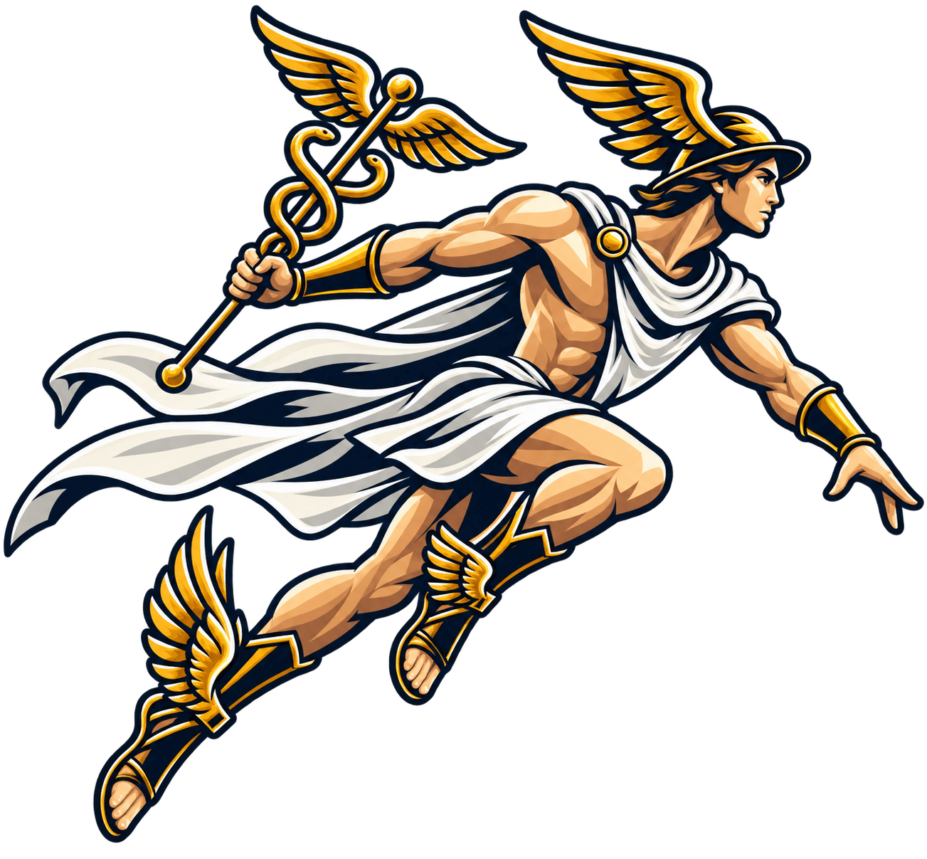 Hermes, the winged messenger, representing the Hermes agentic framework running Alix and Bill